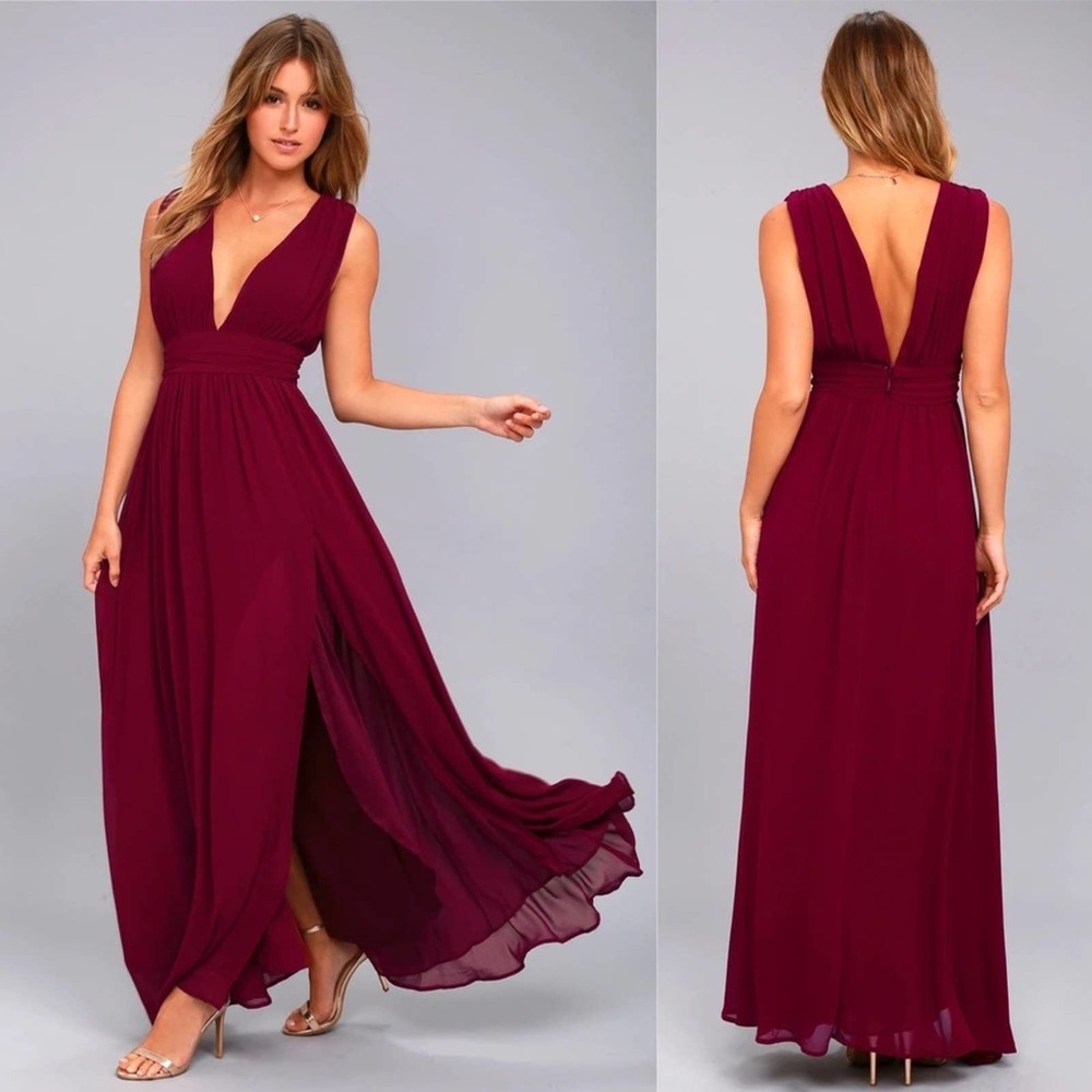NWT LULU’S Heavenly Hues Burgundy Maxi Dress